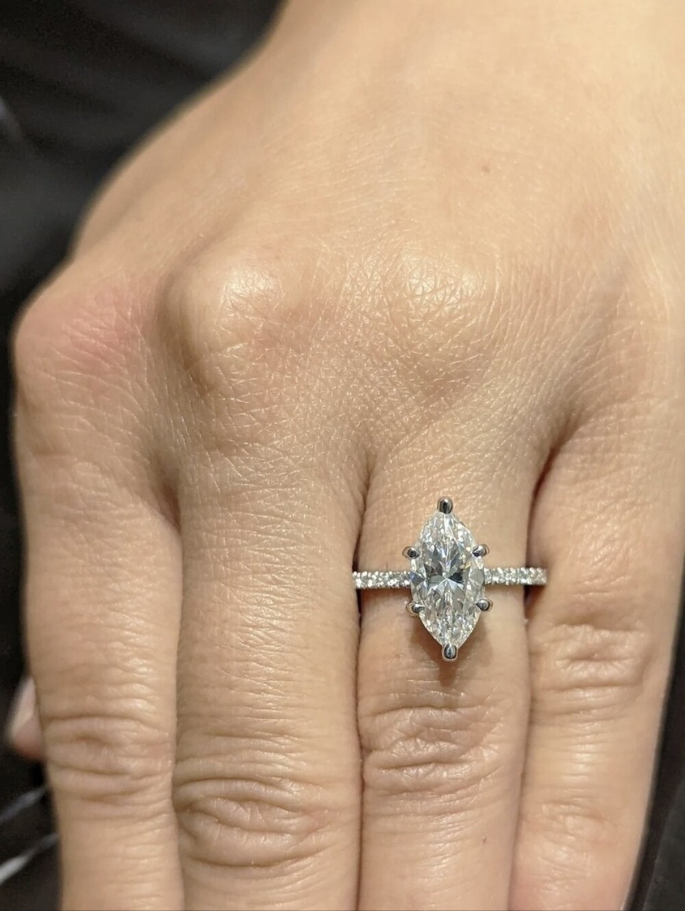 GRA Certified 2.25 CT* Marquise-cut Halo Pave Ring Size 6 US*